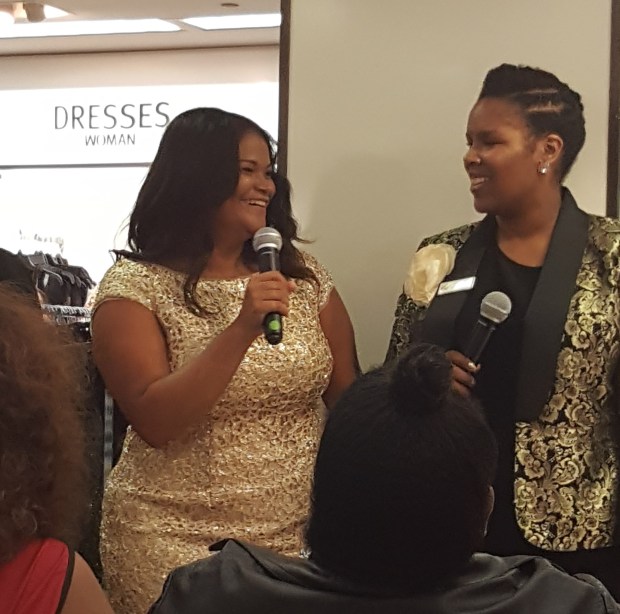 Full Figured Fashion Week Model of the Year, Christina Mendez with our Lord & Taylor host.